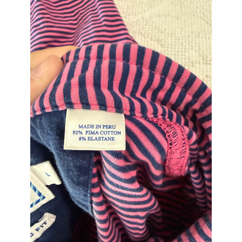 Southern Tide The Skipjack Polo Mens Large Pink Navy Striped Pima Cotton Classic - Picture 2 of 5